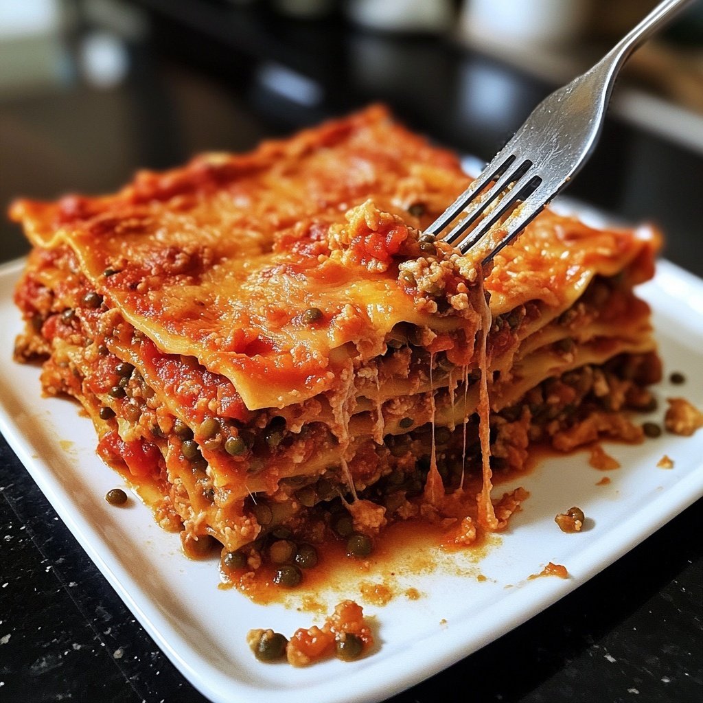 Lasagne mit Tomaten-Linsen-Sauce