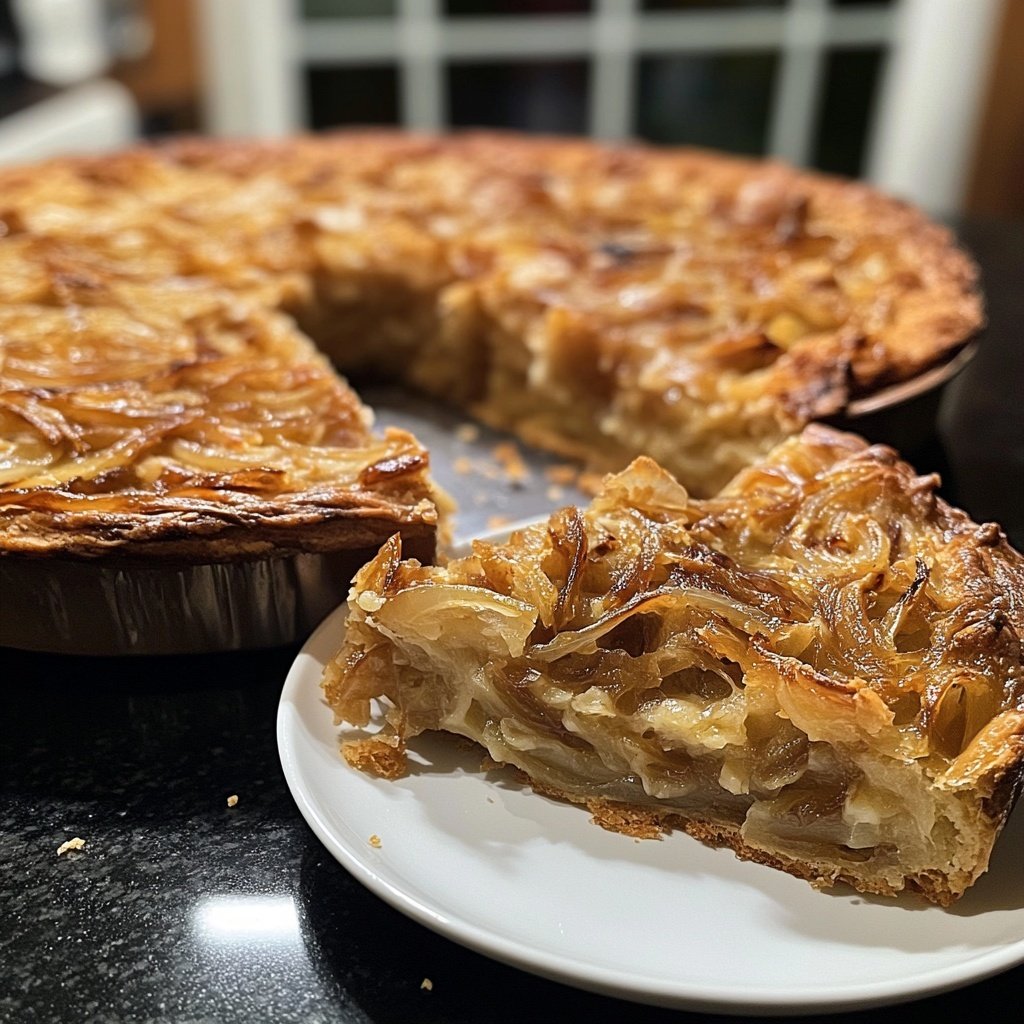 Kartelstampf mit karamellisierten Zwiebeln