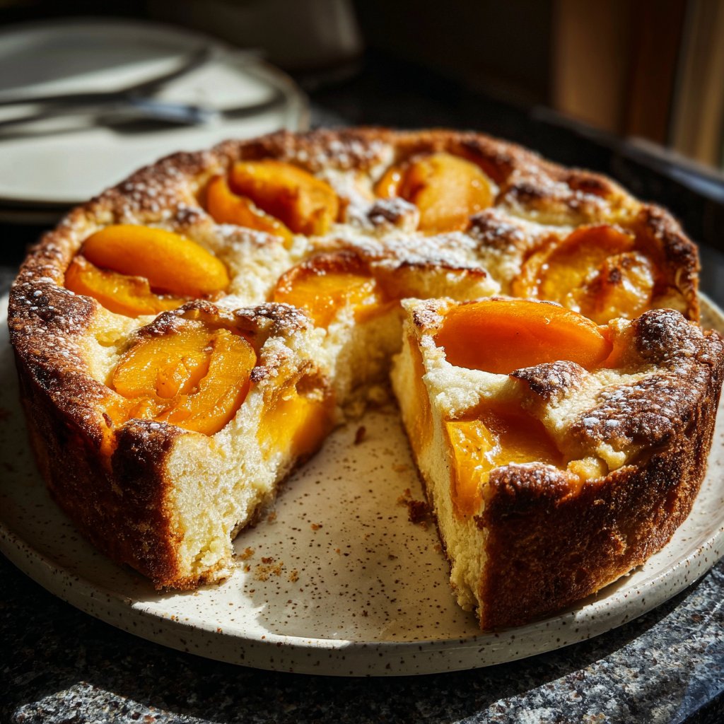 Blechkuchen mit Aprikosen und Vanille