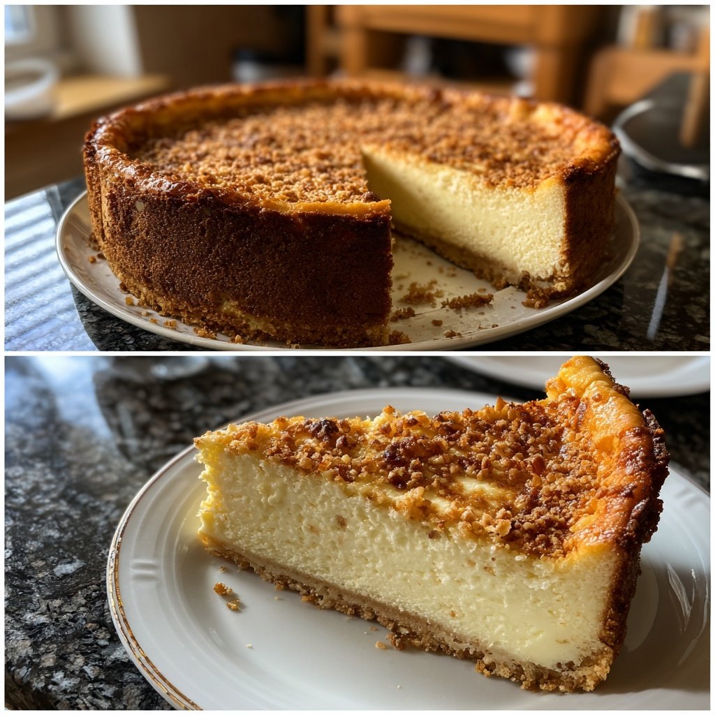 Käsekuchen mit Mandelboden