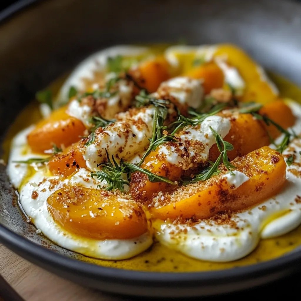 Geröstete Karotten mit geschlagener Ricotta und warmem Honig