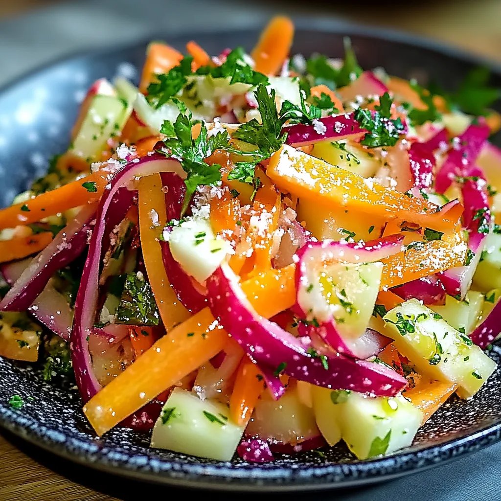 Kohlrabi-, Karotten- und Apfelsalat