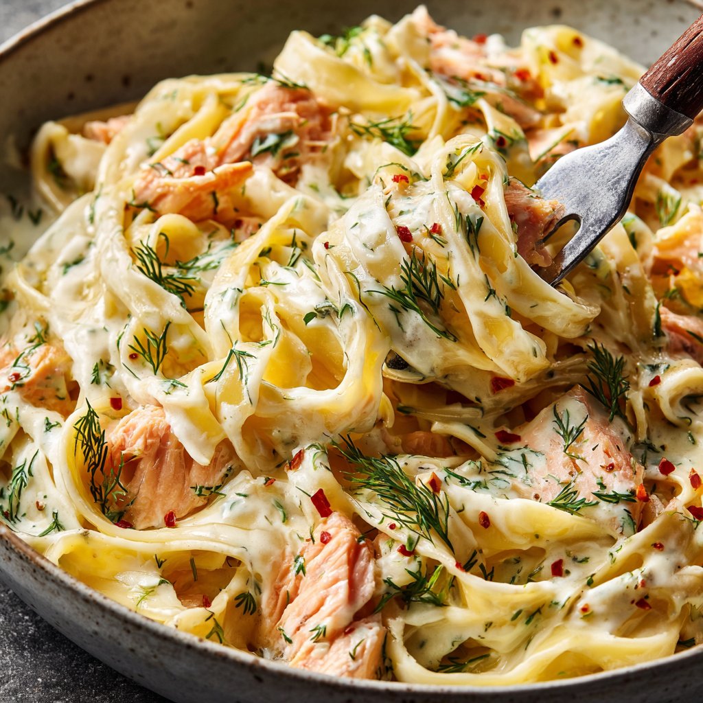 Tagliatelle mit Lachs und Sahne