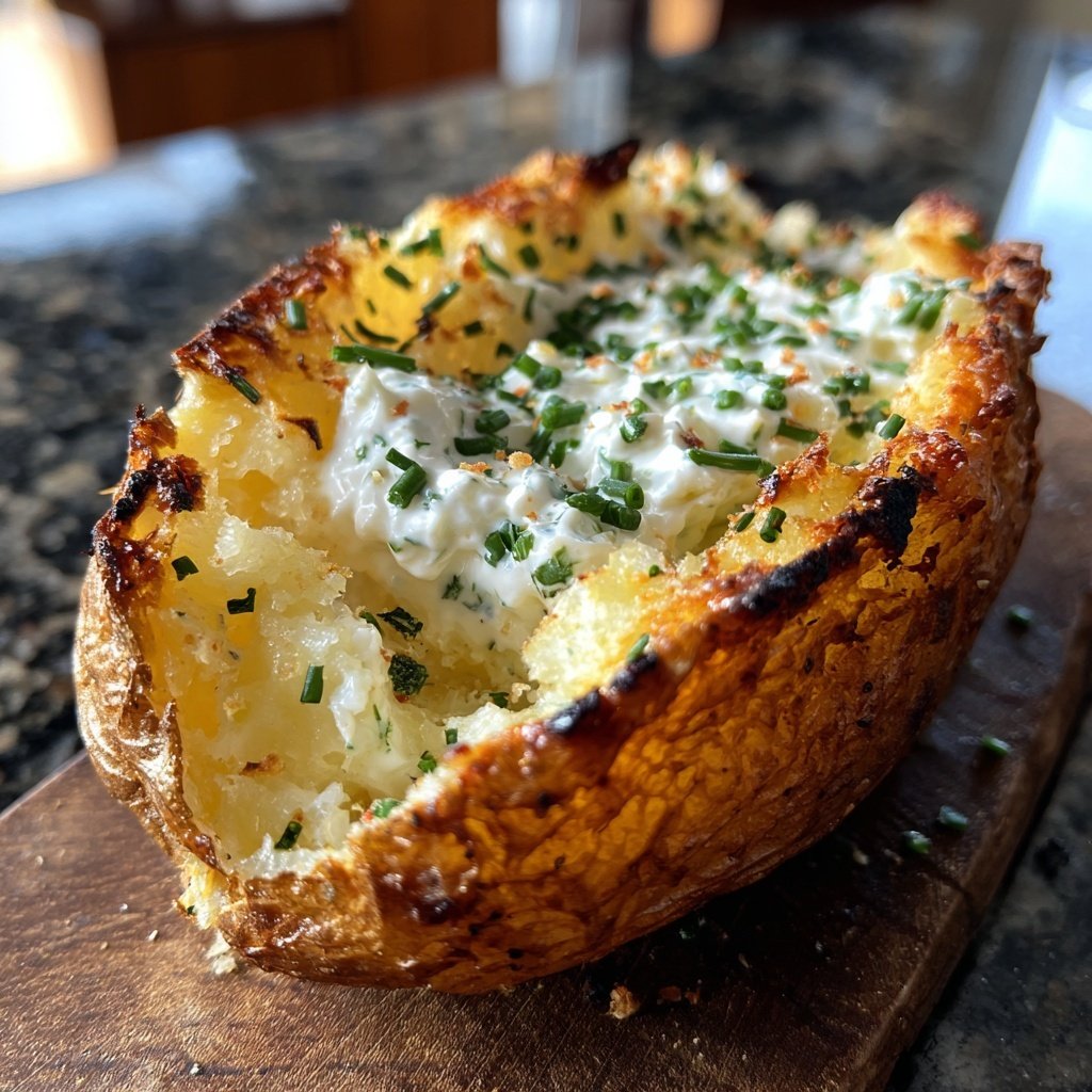 Mittagessen mit Ofenkartoffeln